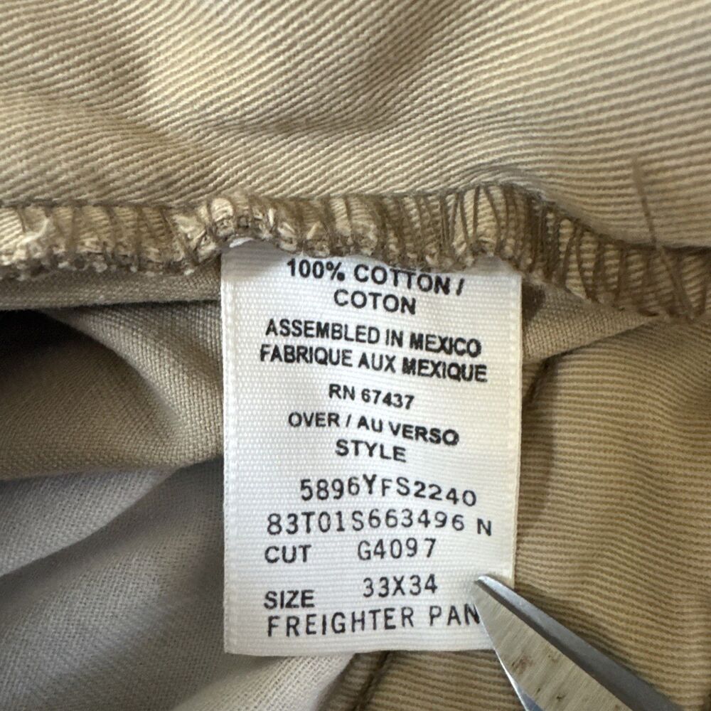 VINTAGE Polo Ralph Lauren Pants Mens 33x34 Tan Freighter Cargo Military Y2K - Picture 5 of 10